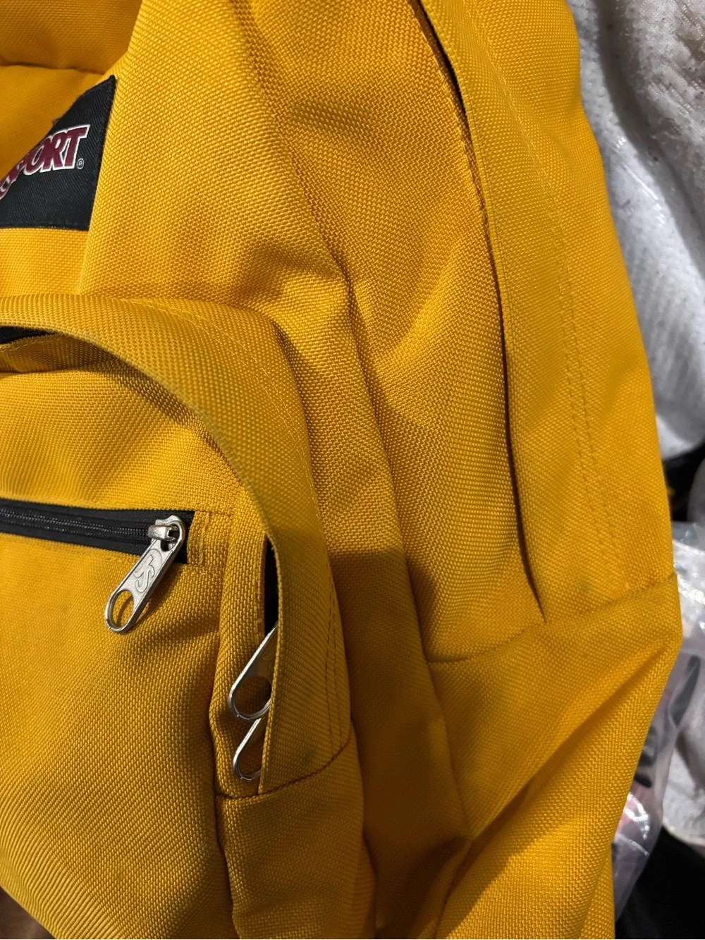 Jansport Yellow Backpack with Brown Suede Base